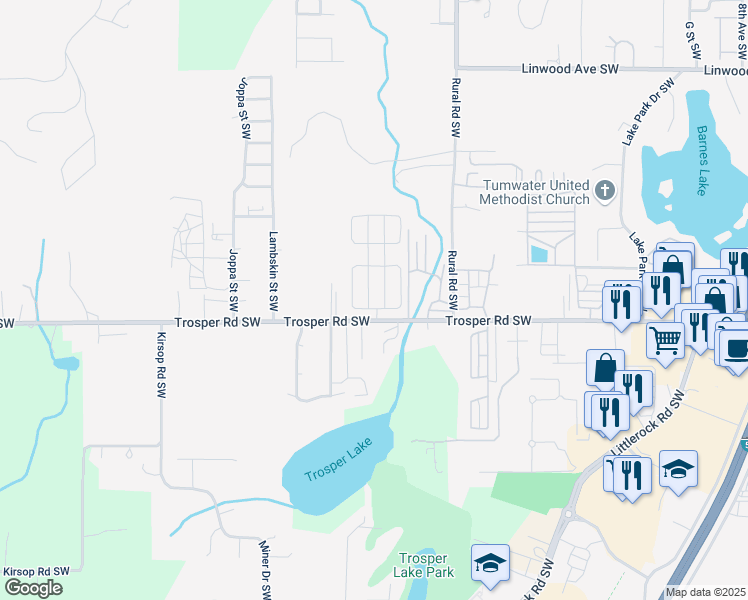 map of restaurants, bars, coffee shops, grocery stores, and more near 5326 Bald Eagle Lane Southwest in Tumwater