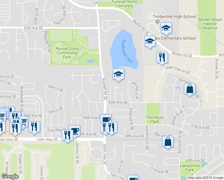 map of restaurants, bars, coffee shops, grocery stores, and more near 5224 Ivy Hill Lane Southeast in Lacey