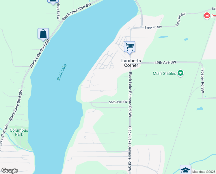 map of restaurants, bars, coffee shops, grocery stores, and more near 5302 Klipsun Lane Southwest in Olympia