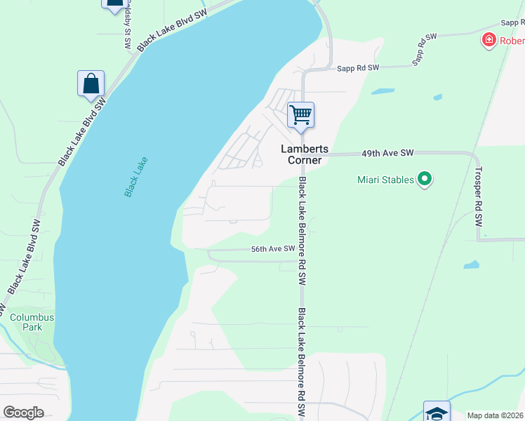 map of restaurants, bars, coffee shops, grocery stores, and more near 5302 Klipsun Lane Southwest in Olympia
