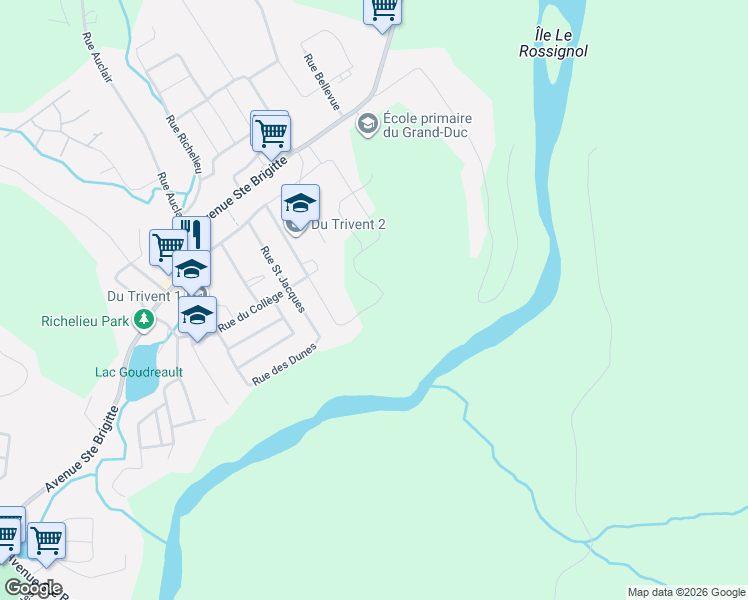 map of restaurants, bars, coffee shops, grocery stores, and more near 9 Rue du Caucase in Sainte-Brigitte-de-Laval