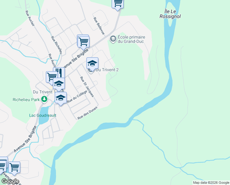 map of restaurants, bars, coffee shops, grocery stores, and more near 9 Rue du Caucase in Sainte-Brigitte-de-Laval