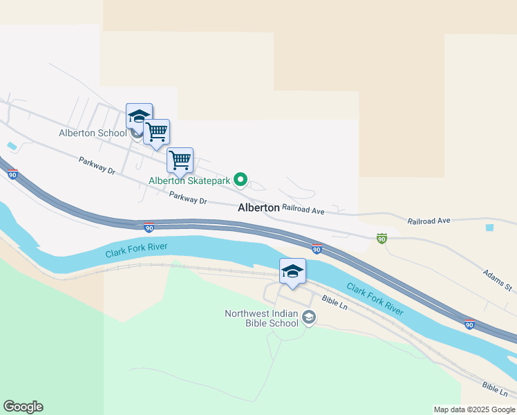 map of restaurants, bars, coffee shops, grocery stores, and more near in Alberton