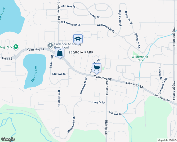map of restaurants, bars, coffee shops, grocery stores, and more near 5049 Siskiyou Street Southeast in Olympia