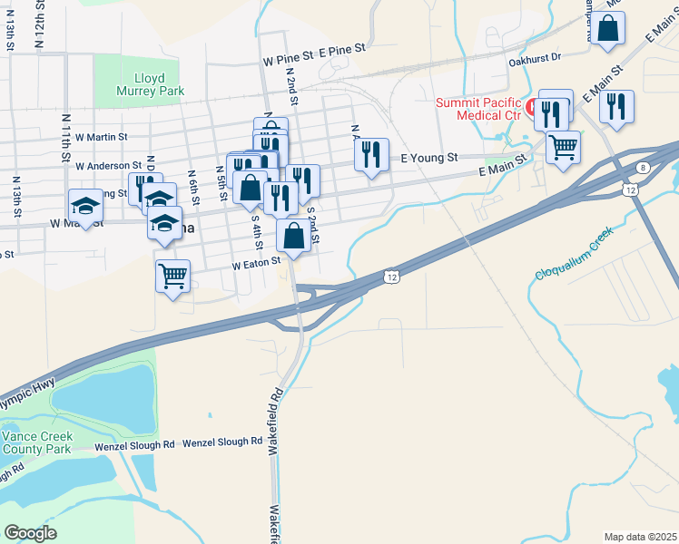 map of restaurants, bars, coffee shops, grocery stores, and more near 103 West Eaton Street in Elma