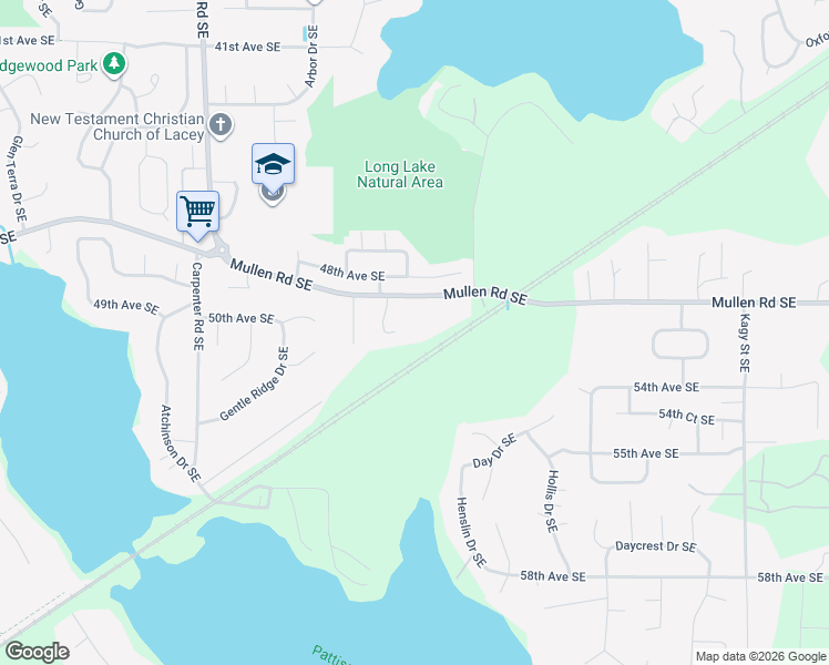 map of restaurants, bars, coffee shops, grocery stores, and more near 7925 Mullen Road Southeast in Olympia
