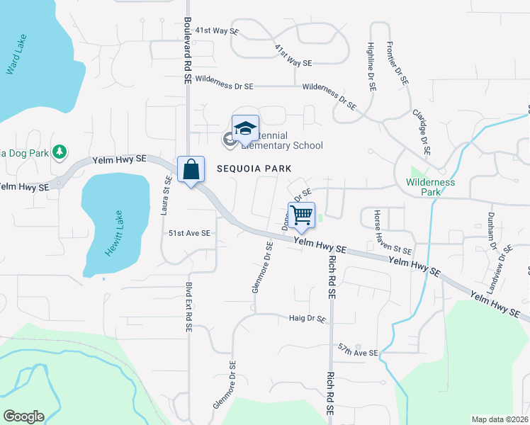 map of restaurants, bars, coffee shops, grocery stores, and more near 5049 Siskiyou Street Southeast in Olympia
