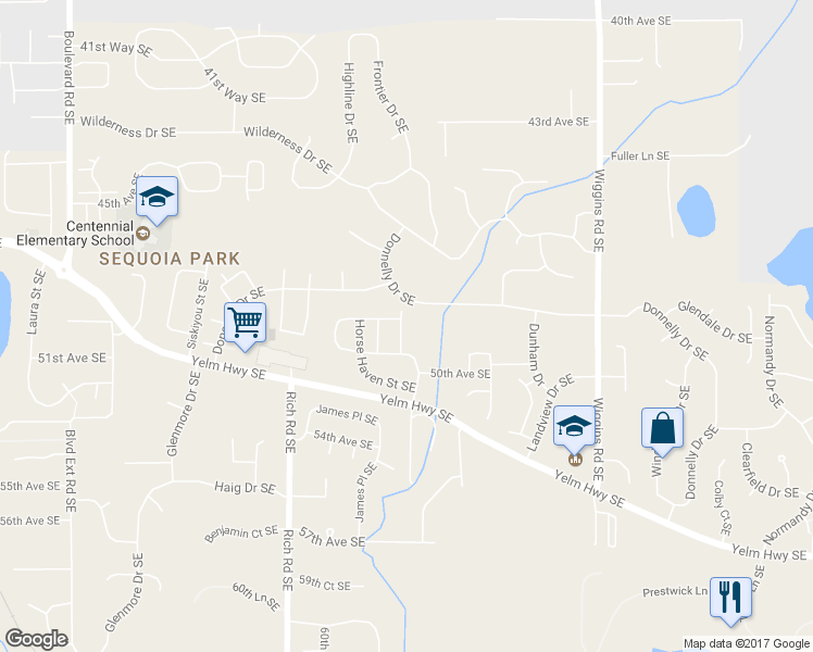 map of restaurants, bars, coffee shops, grocery stores, and more near 4920 Old Oak Street Southeast in Olympia