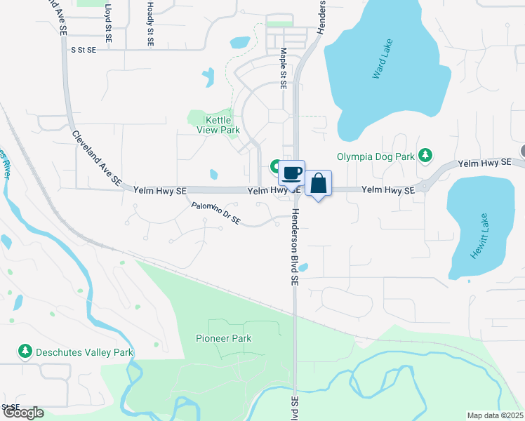 map of restaurants, bars, coffee shops, grocery stores, and more near 1218 Wickie Place Southeast in Tumwater