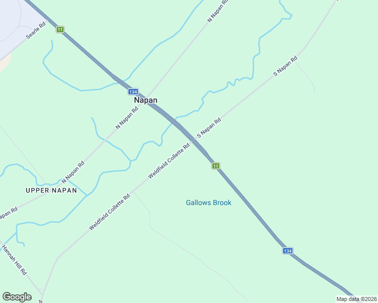 map of restaurants, bars, coffee shops, grocery stores, and more near 11299 New Brunswick 134 in Napan