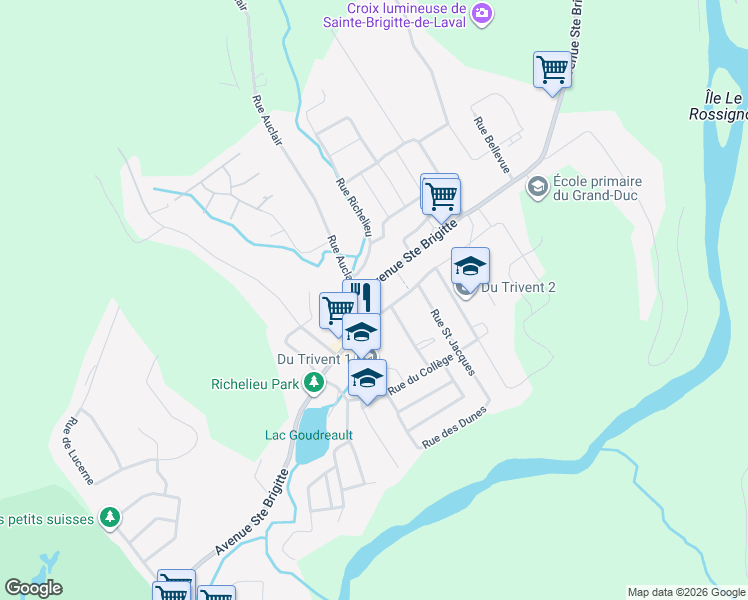 map of restaurants, bars, coffee shops, grocery stores, and more near 43 Rue de la Promenade in Sainte-Brigitte-de-Laval