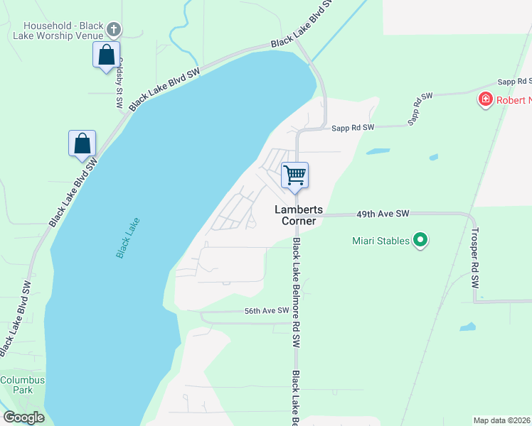 map of restaurants, bars, coffee shops, grocery stores, and more near 4025 Dent Road Southwest in Olympia