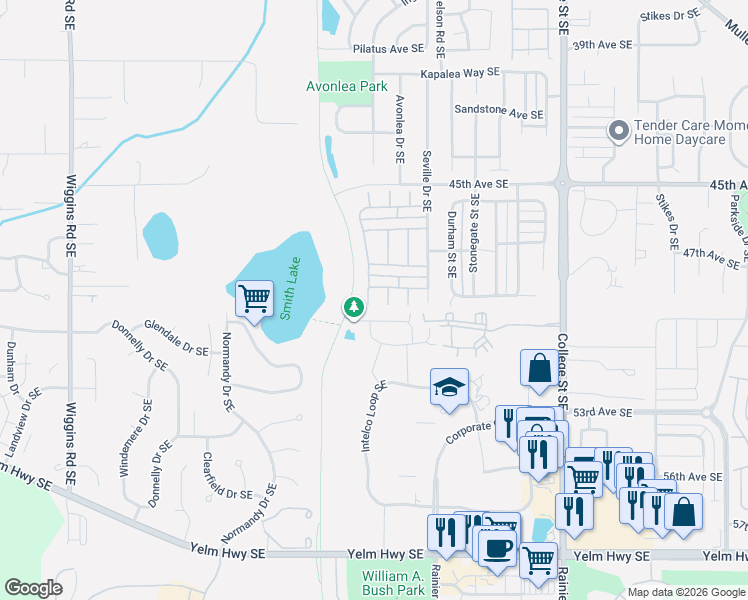 map of restaurants, bars, coffee shops, grocery stores, and more near 4733 Remington Lane Southeast in Lacey