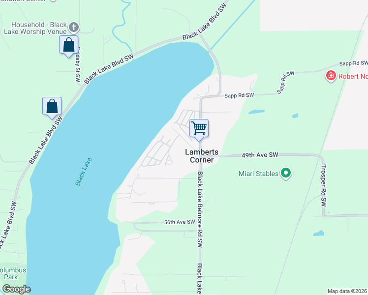 map of restaurants, bars, coffee shops, grocery stores, and more near 4025 Dent Road Southwest in Olympia
