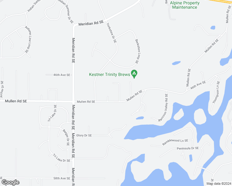 map of restaurants, bars, coffee shops, grocery stores, and more near 9806 Mullen Road Southeast in Olympia