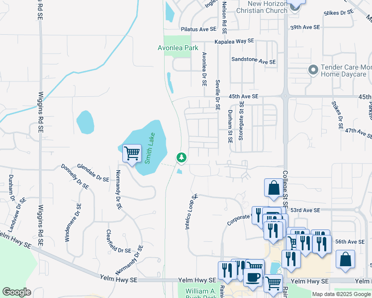 map of restaurants, bars, coffee shops, grocery stores, and more near 4733 Remington Ln SE in Lacey