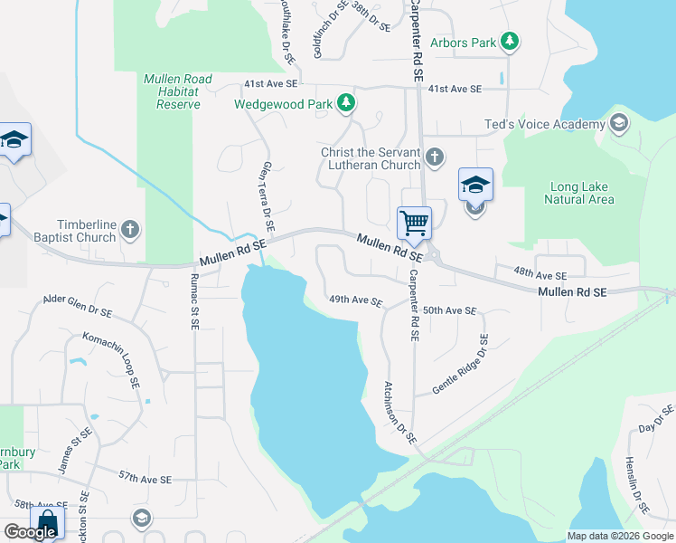 map of restaurants, bars, coffee shops, grocery stores, and more near 7241 Ridgemont Drive Southeast in Lacey