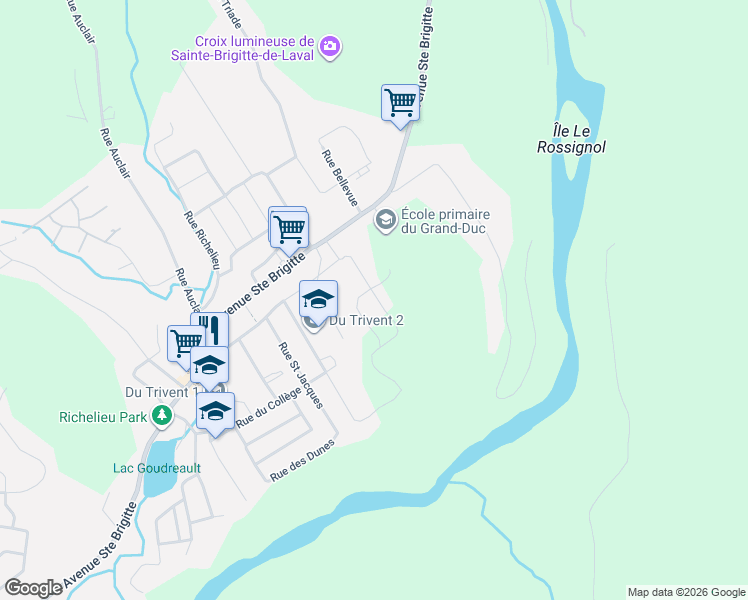 map of restaurants, bars, coffee shops, grocery stores, and more near 54 Rue des Alpes in Capitale-Nationale