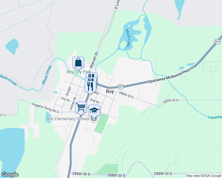 map of restaurants, bars, coffee shops, grocery stores, and more near in Roy