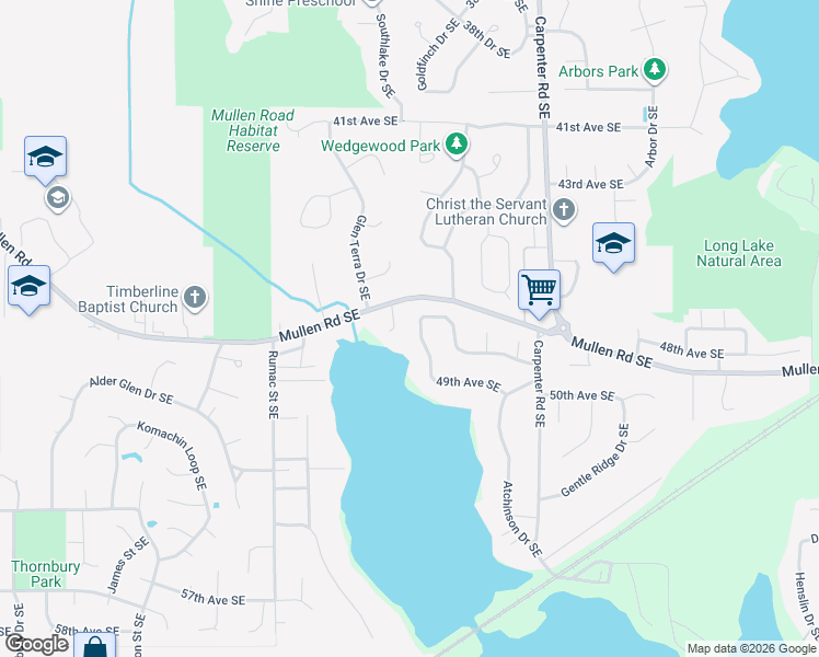 map of restaurants, bars, coffee shops, grocery stores, and more near 4722 Lakemont Drive Southeast in Olympia