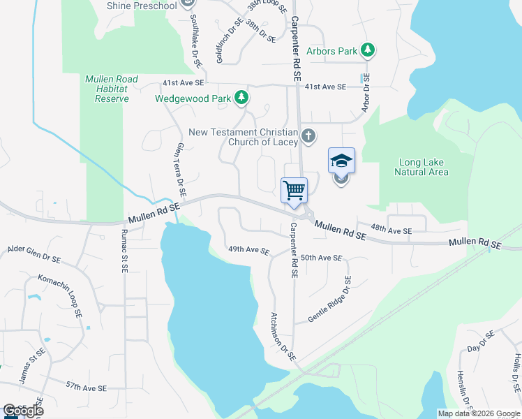 map of restaurants, bars, coffee shops, grocery stores, and more near 4333 Clearwater Loop Southeast in Lacey