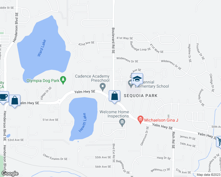map of restaurants, bars, coffee shops, grocery stores, and more near 4704 Cole Court Southeast in Olympia