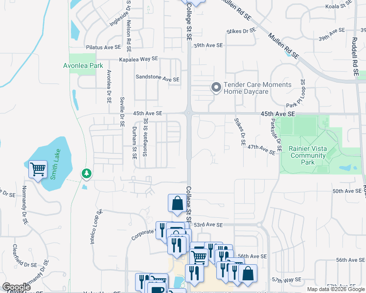map of restaurants, bars, coffee shops, grocery stores, and more near 4738 Colleen Court Southeast in Lacey