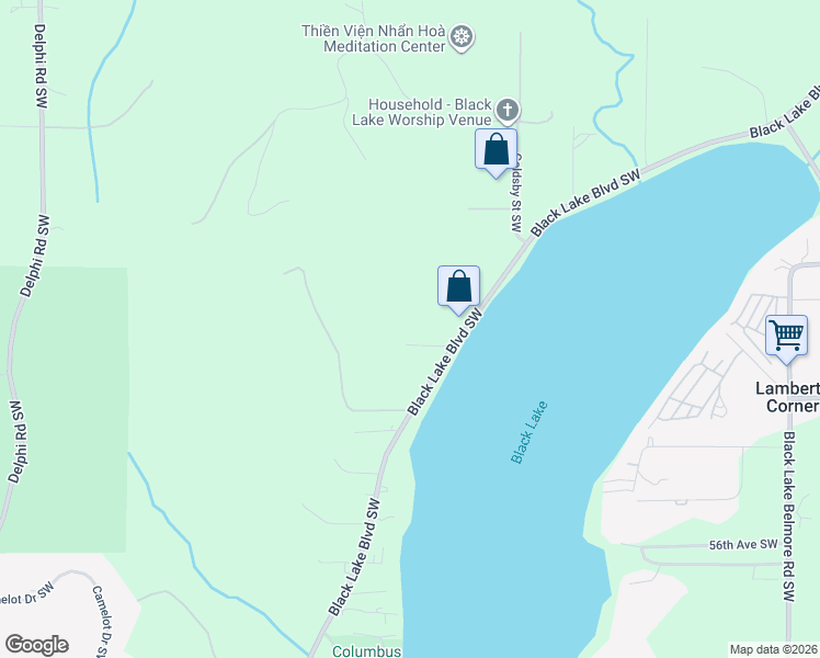 map of restaurants, bars, coffee shops, grocery stores, and more near 4717 Black Lake Boulevard Southwest in Olympia