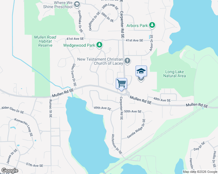 map of restaurants, bars, coffee shops, grocery stores, and more near 4333 Clearwater Loop Southeast in Lacey