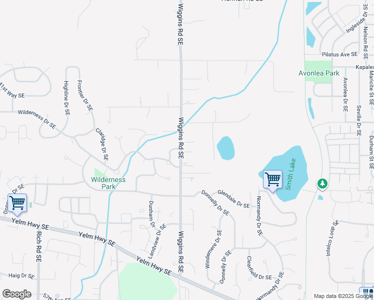 map of restaurants, bars, coffee shops, grocery stores, and more near 4528 Wiggins Road Southeast in Olympia