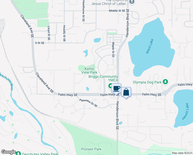 map of restaurants, bars, coffee shops, grocery stores, and more near 4510 Eagle Bend Drive Southeast in Olympia