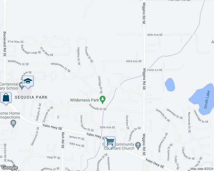 map of restaurants, bars, coffee shops, grocery stores, and more near 4631 Norcross Court Southeast in Olympia