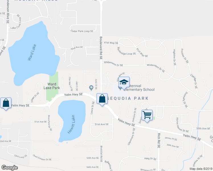 map of restaurants, bars, coffee shops, grocery stores, and more near 4508 Boulevard Road Southeast in Olympia