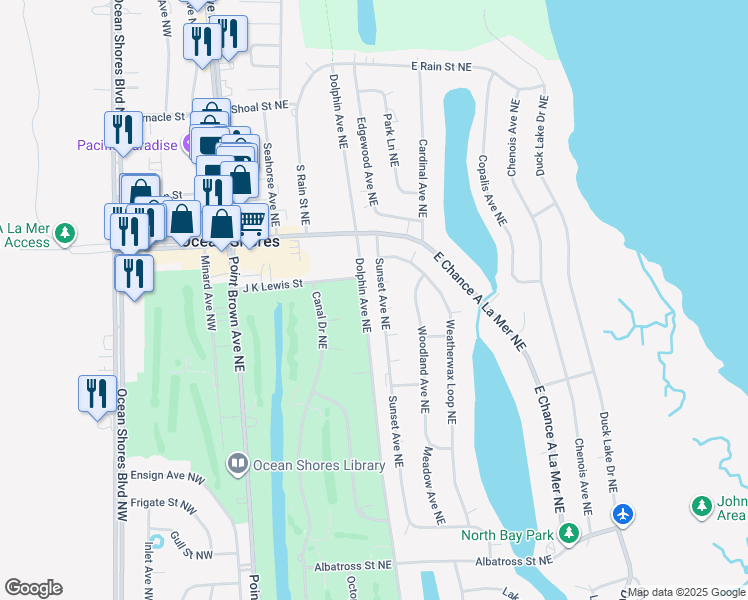 map of restaurants, bars, coffee shops, grocery stores, and more near 661 Sunset Drive in Hoquiam