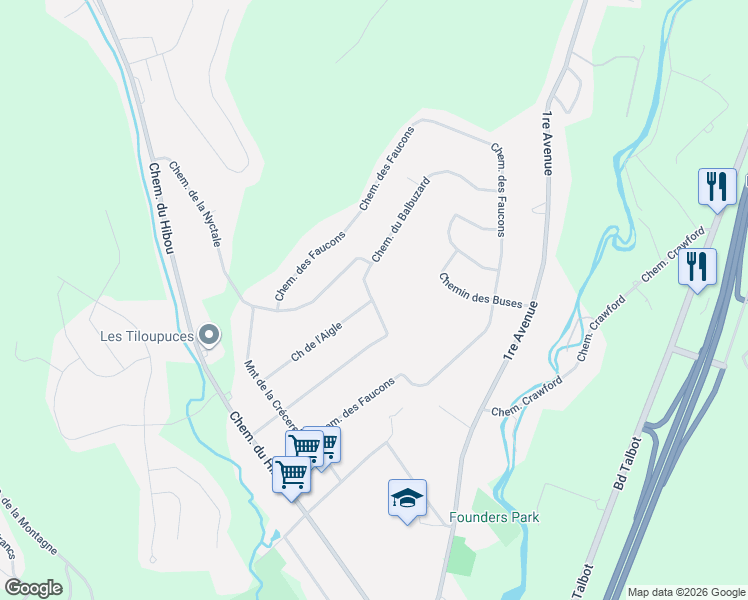 map of restaurants, bars, coffee shops, grocery stores, and more near 9 Chemin du Balbuzard in Stoneham-et-Tewkesbury