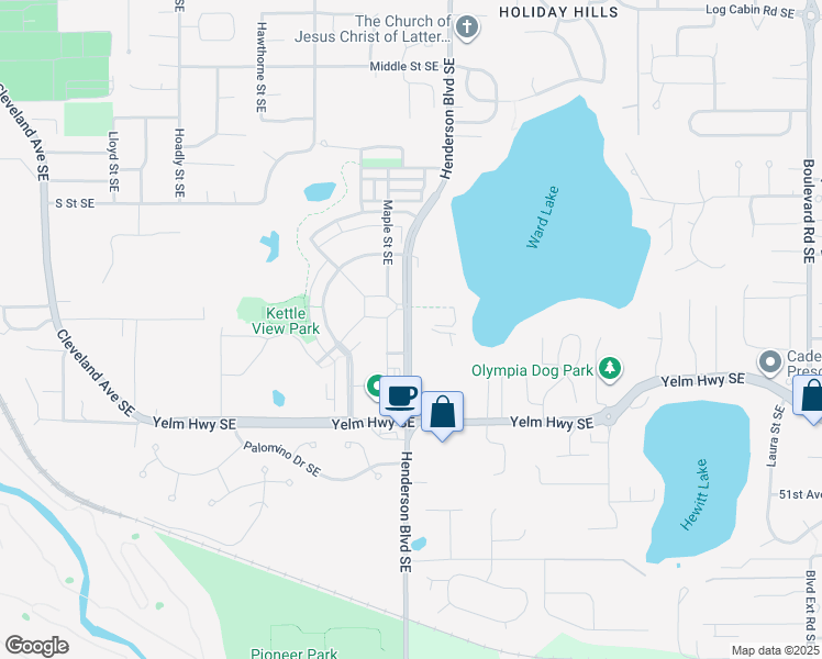 map of restaurants, bars, coffee shops, grocery stores, and more near 4528 Maple Lane Southeast in Olympia