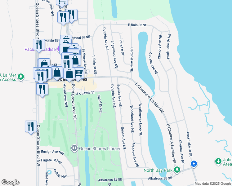 map of restaurants, bars, coffee shops, grocery stores, and more near 661 Sunset Drive in Hoquiam