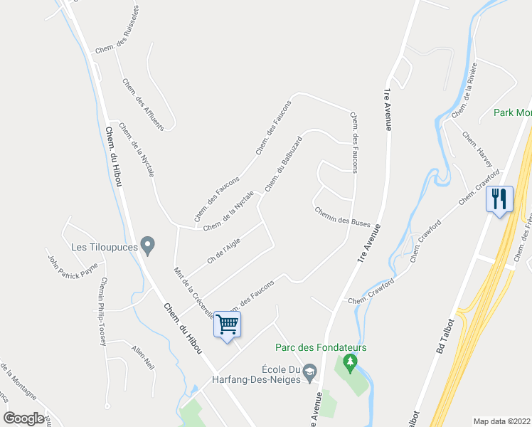 map of restaurants, bars, coffee shops, grocery stores, and more near 9 Chemin du Balbuzard in Stoneham-et-Tewkesbury
