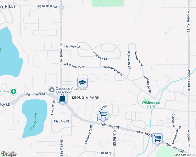 map of restaurants, bars, coffee shops, grocery stores, and more near 4625 45 Avenue Southeast in Olympia