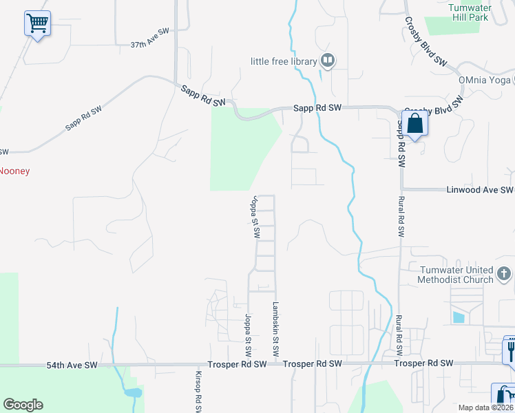 map of restaurants, bars, coffee shops, grocery stores, and more near 2486 Breen Lane in Tumwater