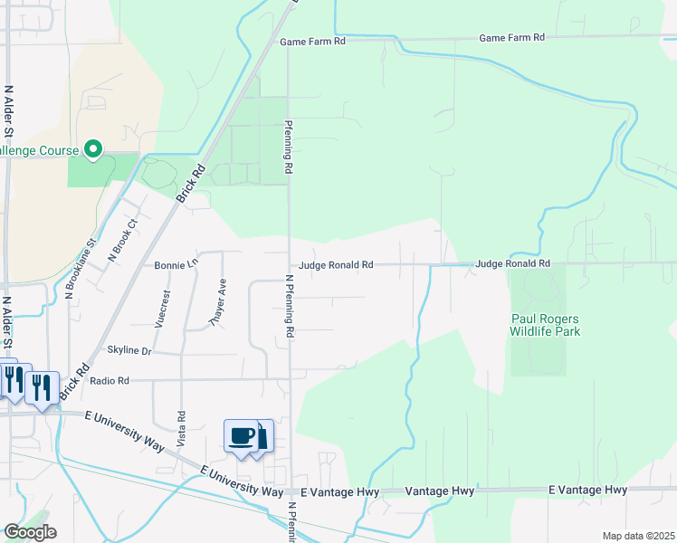 map of restaurants, bars, coffee shops, grocery stores, and more near 1902 Judge Ronald Road in Ellensburg
