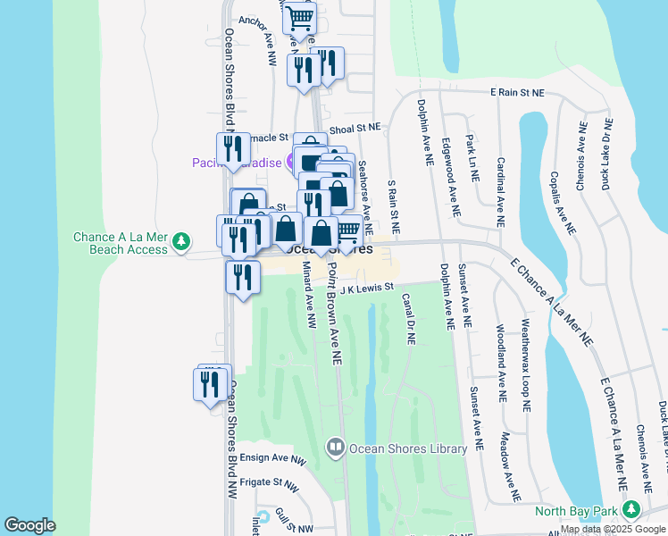 map of restaurants, bars, coffee shops, grocery stores, and more near 688 Point Brown Avenue Northeast in Ocean Shores