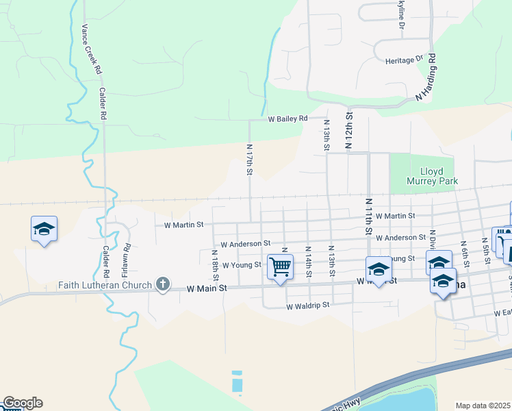 map of restaurants, bars, coffee shops, grocery stores, and more near 412 N 17th St in Elma