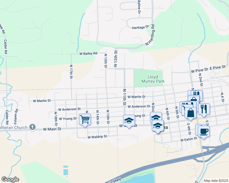 map of restaurants, bars, coffee shops, grocery stores, and more near 409 North 12th Street in Elma