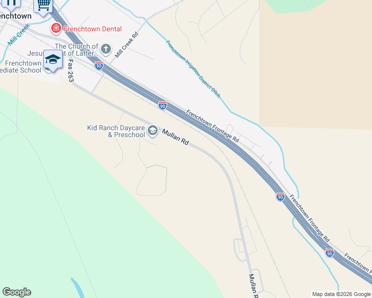 map of restaurants, bars, coffee shops, grocery stores, and more near 15655 Mullan Road in Missoula