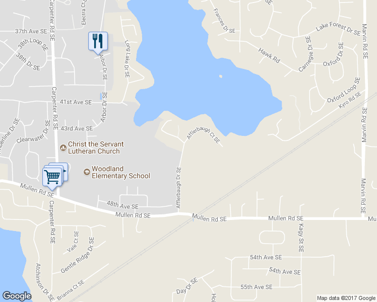 map of restaurants, bars, coffee shops, grocery stores, and more near 4342 Afflerbaugh Drive Southeast in Olympia
