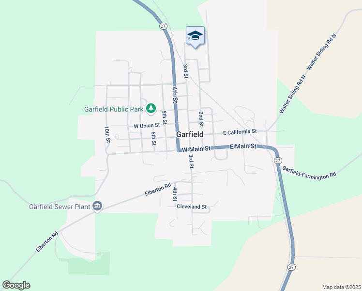 map of restaurants, bars, coffee shops, grocery stores, and more near 211 West Main Street in Garfield