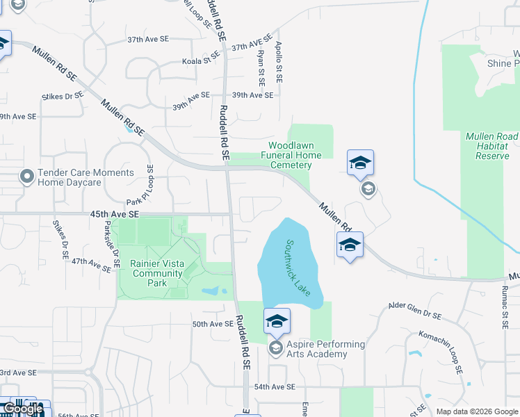 map of restaurants, bars, coffee shops, grocery stores, and more near 4500 Ruddell Road Southeast in Lacey