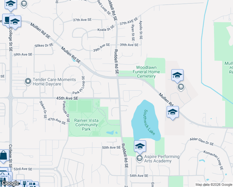 map of restaurants, bars, coffee shops, grocery stores, and more near in Lacey