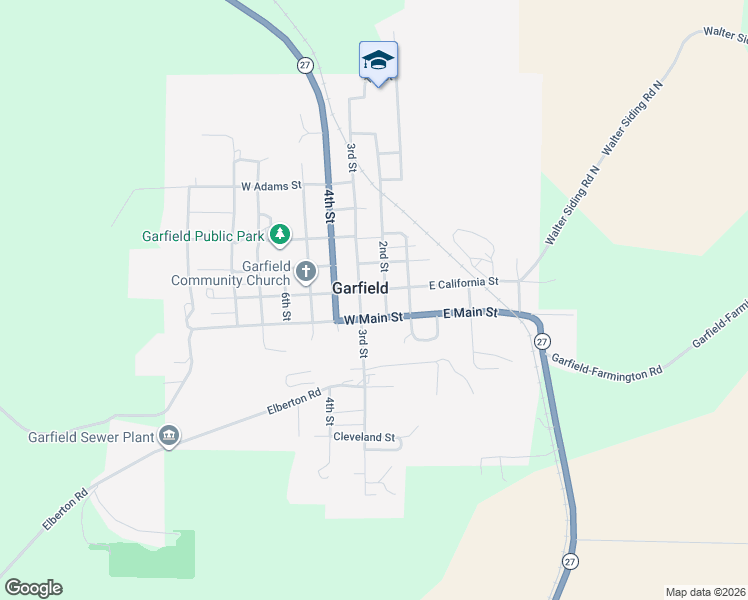 map of restaurants, bars, coffee shops, grocery stores, and more near 211 West Main Street in Garfield